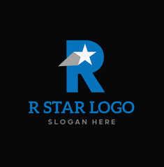 Letter R with Star vector logo design concept