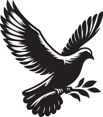 Fototapeta premium Black and white vector art silhouette of a dove, embodying the concept of peace and tranquility