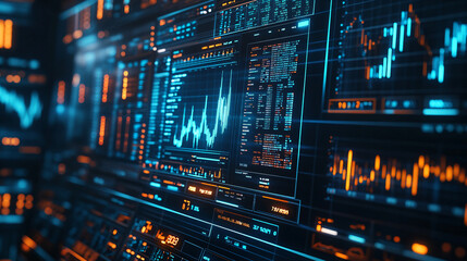 Obraz premium Screens data and trend analysis, digital finance. background commonly used in the technology industry. 