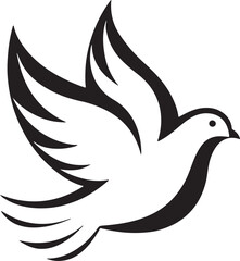 Obraz premium Black and white vector art silhouette of a dove, embodying the concept of peace and tranquility