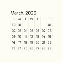 2025 March Year all months calendar Single Page corporate wall 2025 12 months calendar template.