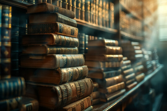 cozy library filled with antique books, showcasing warm atmosphere and rich history. sunlight filters through, creating serene and inviting space for knowledge seekers