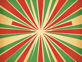 Fototapeta premium retro green and red line ray sunburst background