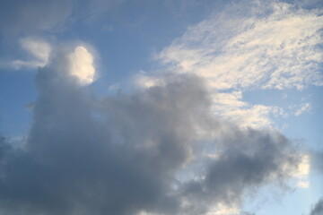 blue sky with white and grey clouds 