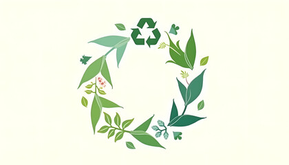 recycle designed with green leaves