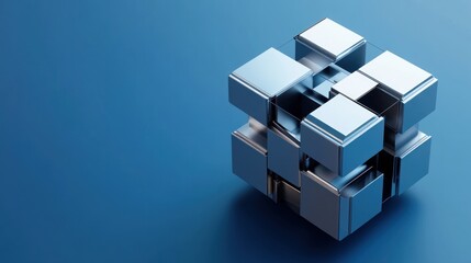 Naklejka premium Metallic Cube Abstract Composition