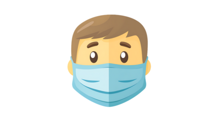 3D cartoon character with a friendly yellow face wearing a mask