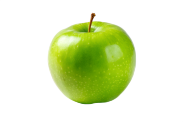 Green Apple with Smooth Skin, Crisp and Fresh in Bright Natural Lighting, Isolated 