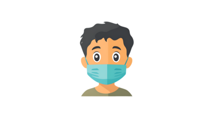 3D cartoon character with a friendly yellow face wearing a mask