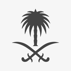 Emblem of Saudi Arabia. Black icon silhouette. Vector