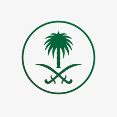 Emblem of Saudi Arabia in circle. Vector