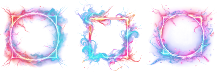 Thunder lightning frame png transparent, abstract scifi thunderstorm art frame clipart
