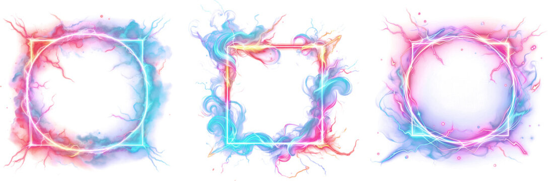 Thunder lightning frame png transparent, abstract scifi thunderstorm art frame clipart
