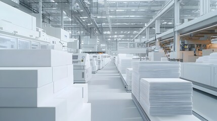 Automated Factory Floor with High-Speed Printing and Conveyor Systems
