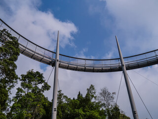 Obraz premium A view of Curtis Crest Treetop Walk at The Habitat Penang Hill in George Town, Malaysia.