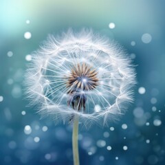 Dandelion Fluff Against a Blue Background