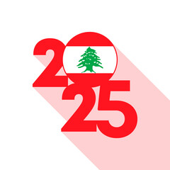 2025 banner with Lebanon flag inside. Vector illustration.