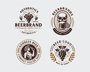 Set bundle vintage brewery beer bar logo for business company