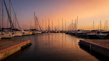 Fototapeta premium Sunset in the marina - Sardinia, Italy