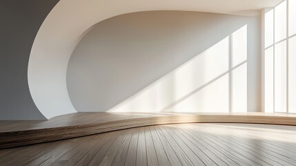 Obraz premium Empty room with white walls and wooden floor