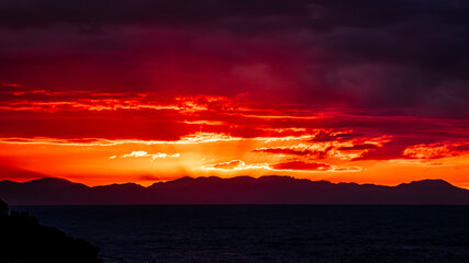 Sunset on a Mediterranean beach near the coast of Sardinia