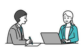 Illustration of business people having a conversation.