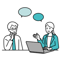 Illustration of business people having a conversation.