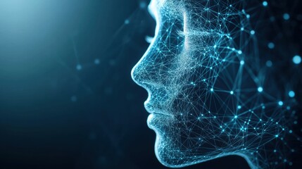 Fototapeta premium Abstract visual representation of skincare procedure concepts with lines and dots illustrating facial treatment processes. Generative AI