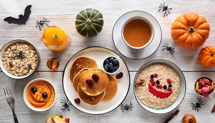 set breakfast table on Halloween