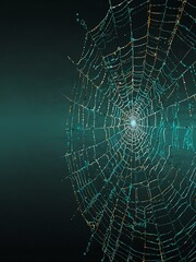 Teal spider web illustration