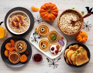 set breakfast table on Halloween