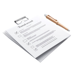 Obraz premium Checklist on clipboard with pen, isolated on white background. transparent background