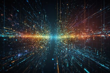 Obraz premium Digital background perfect for tech processes, neural networks, artificial intelligence, data transfer and security, digital storage, multimedia presentations, scientific studies, education, etc