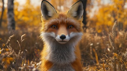 Fototapeta premium A stunning portrait of a fox in its natural habitat, evoking feelings of curiosity and awe.