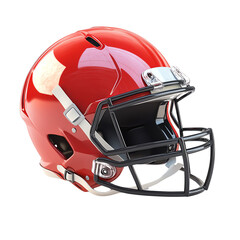 Fototapeta premium Red American football helmet, white isolated background. transparent background