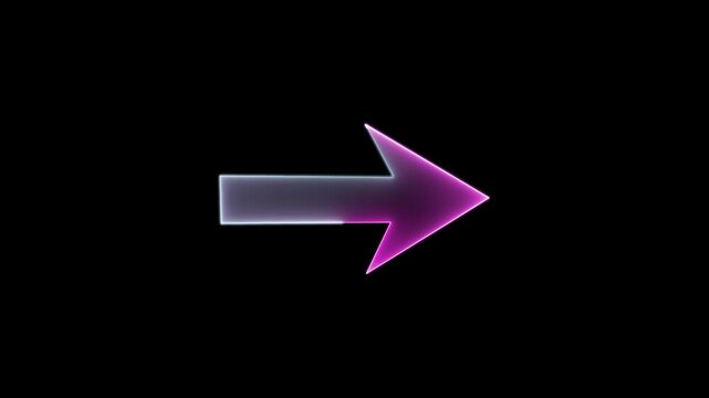 Neon glowing arrow Loop Animation direction in the right,Neon arrow icon concept.Arrow Loop Animation right  direction 
