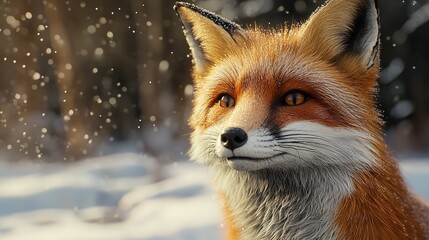 Red fox in a snowy forest