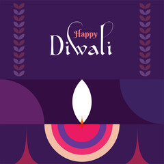 Happy Diwali festival with oil lamp, Rangoli decoration with Diya, Diwali holiday Background with rangoli, Diwali celebration greeting card vector. Deepavali
