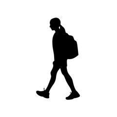 Vector Silhouette of people walking black color