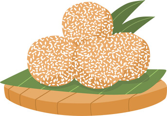 Onde-onde indonesian traditional cake vector illustration