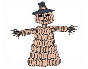 Scarecrow Halloween Pumpkin Spooky and Scary Holiday Theme