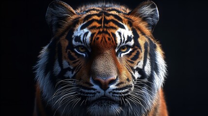 Powerful Black Tiger: Detailed Close-Up Isolated for Design Projects. Generative AI