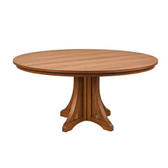 Varnished dark oak wood round table mock-up, isolated