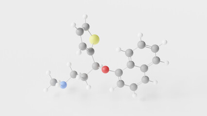 duloxetine molecule 3d, molecular structure, ball and stick model, structural chemical formula antidepressant