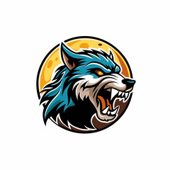 Obraz premium A friendly werewolf with a warm smile howls at a full moon, surrounded by a serene forest landscape.
