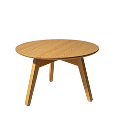 wooden round coffee table, isolated. 	