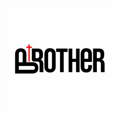 Brother logo text design with cross sign.