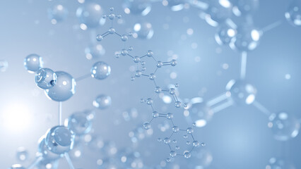 linezolid molecular structure 3d, antibiotic, structural chemical formula view from a microscope
