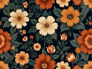 Vintage Floral Pattern for Elegant Design Aesthetic.