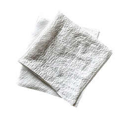 Top View of  White Paper Napkins Isolated on Transparent Background